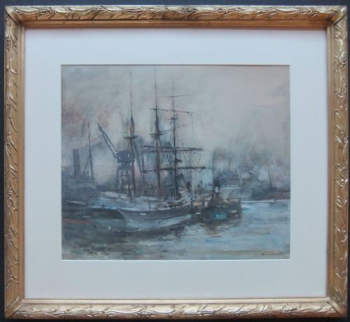 ROWLAND HENRY HILL THE DOCK YARD WATERCOLOUR - ADDITIONAL PHOTO 1