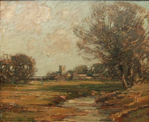 Kershaw Schofield "A View of the Village" oil painting