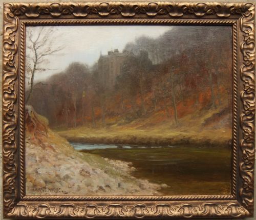 ERNEST MOORE NETHERSIDE WHARFEDALE OIL PAINTING THE RIVER IN AUTUMN - ADDITIONAL PHOTO 1