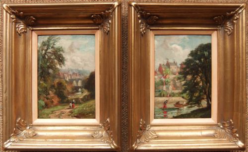 William Greaves "Knaresborough, Yorkshire" Pair Oil Paintings