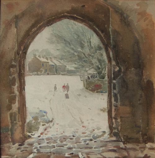 Fred Lawson "Christmas 1922.." Castle Bolton Watercolour
