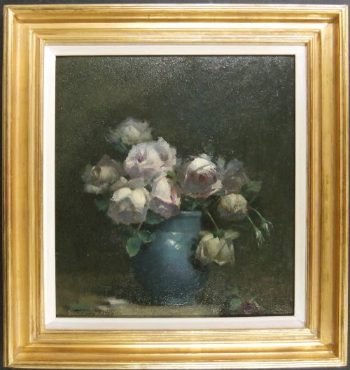 WILLIAM THOMAS WOOD LATE SUMMER ROSES OIL PAINTING - ADDITIONAL PHOTO 1