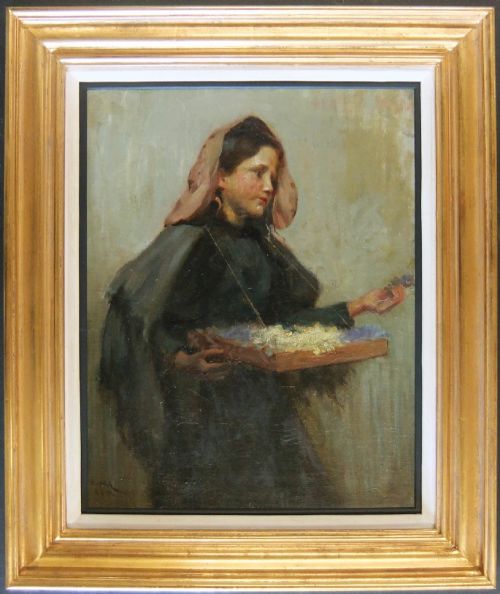 WILLIAM WATT MILNE THE FLOWER GIRL OIL PAINTING - ADDITIONAL PHOTO 1