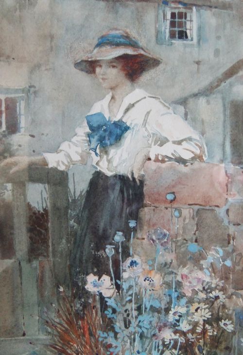 PERCY LANCASTER THE COTTAGE GATE WATERCOLOUR - ADDITIONAL PHOTO 2