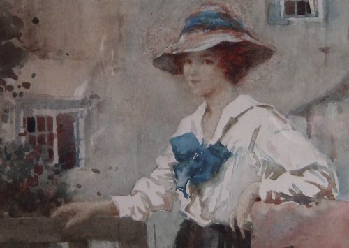 PERCY LANCASTER THE COTTAGE GATE WATERCOLOUR - ADDITIONAL PHOTO 4