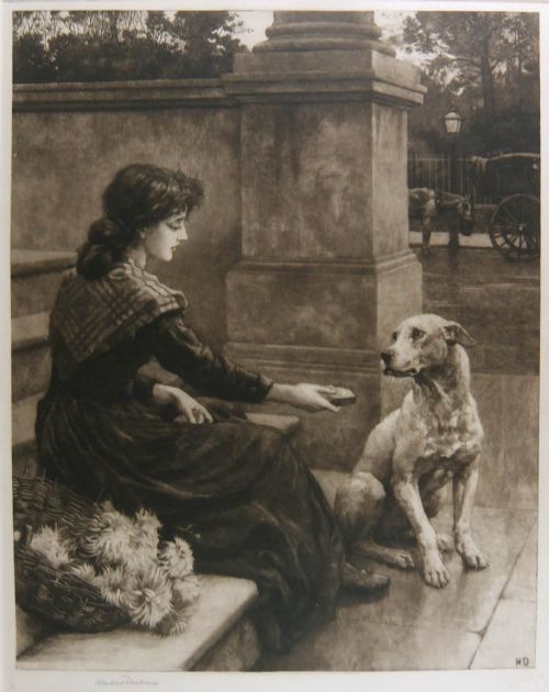 HERBERT DICKSEE A FELLOW FEELING ORIGINAL ETCHING