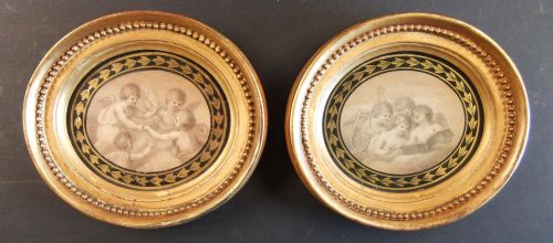 Bartolozzi "Pair Oval Stipple Engravings" C1790