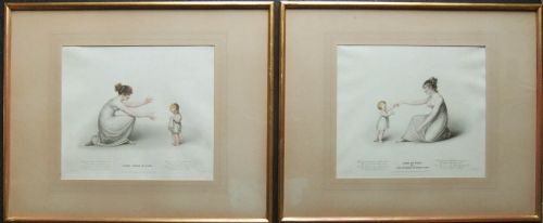 Adam Buck "First Steps..." Pair Old Engravings