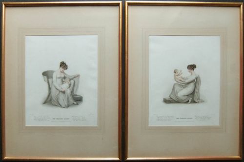 Adam Buck "The Darling Asleep" and "The Darling Awake" Pair Engravings