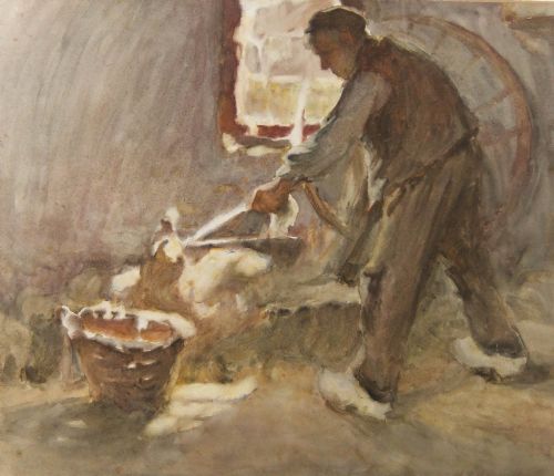 Henry Silkstone Hopwood "The Blacksmith's Shop" Watercolour