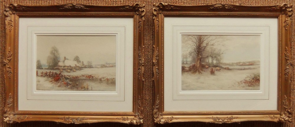 Creswick Boydell, Pair Winter Landscapes, watercolours