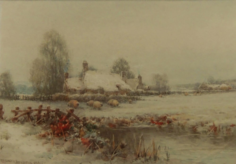 Creswick Boydell, Pair Winter Landscapes, watercolours View II