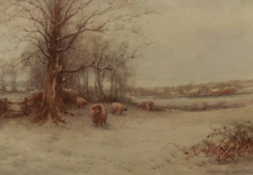 Creswick Boydell, Pair Winter Landscapes, watercolours View III