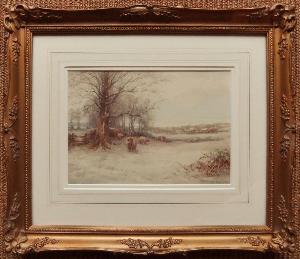 Creswick Boydell, Pair Winter Landscapes, watercolours View V