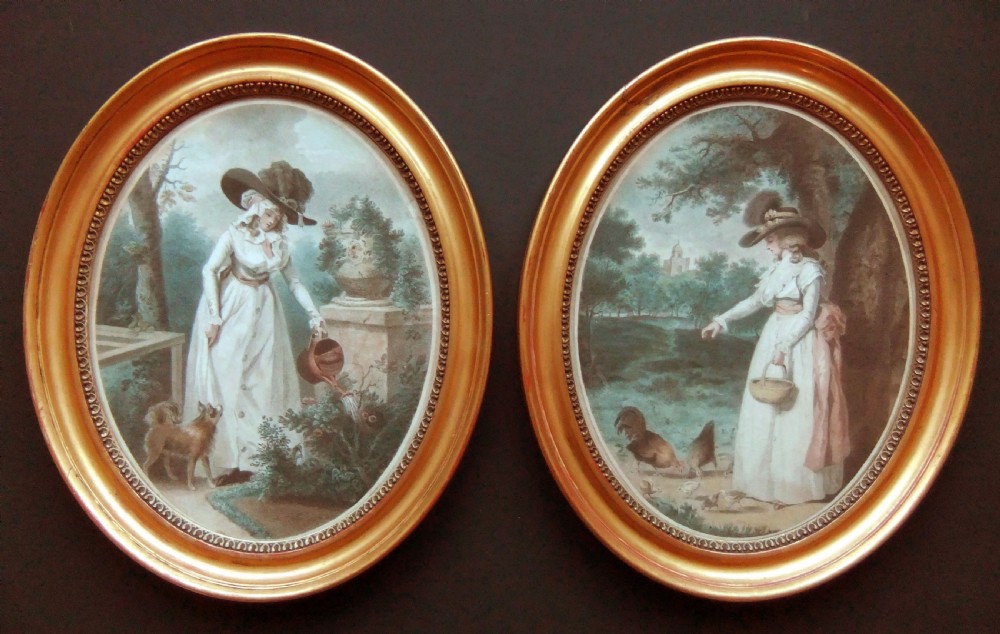 George Morland, Pair oval stipple engravings dated1788