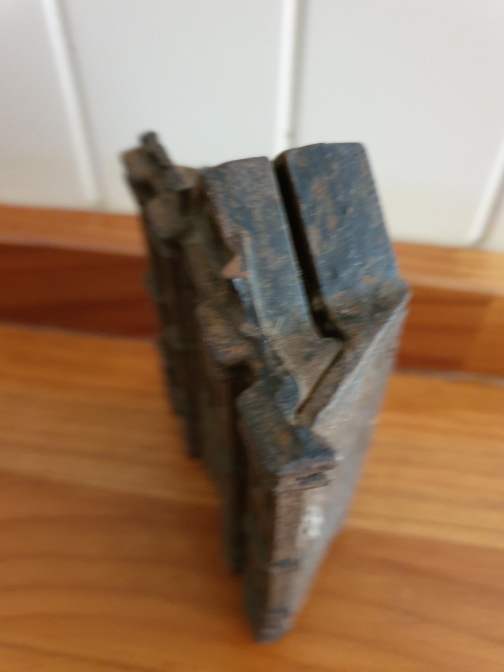 A LATE 19THC CAST IRON MONEY BANK IN THE FORM OF A GOTHIC BANK View V