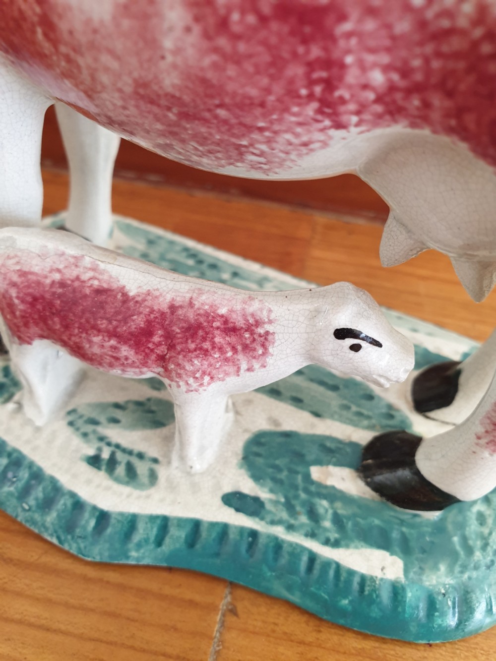  LATE 18TH C COW CREAMER WITH CALF POSSIBLY NORTH EAST  View III