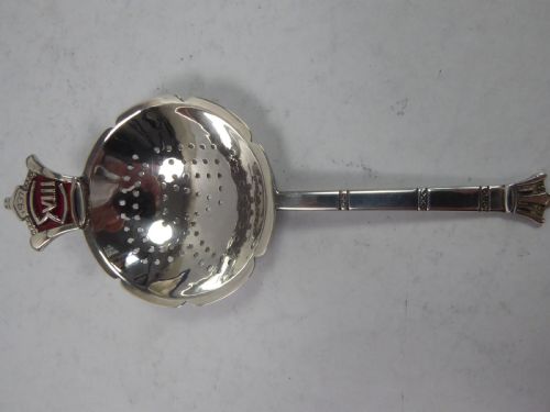 ASPREY RESTONE SILVER AND ENAMEL TEA STRAINER - ADDITIONAL PHOTO 1