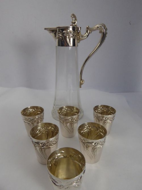 silver art nouveau noggin set - CATEGORY: ANTIQUE SILVER - DATED 1950