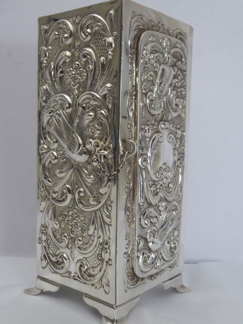 rare silver large wardrobe box - CATEGORY: ANTIQUE SILVER - DATED 1910
