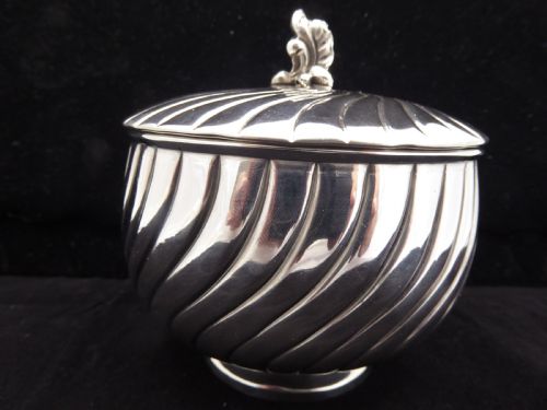 solid silver french sugar bowl - CATEGORY: ANTIQUE SILVER - DATED 1900