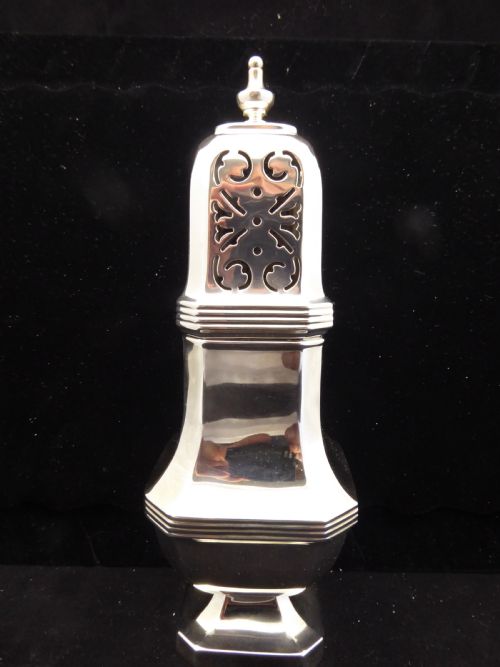 solid silver sugar caster - CATEGORY: ANTIQUE SILVER - DATED 1950