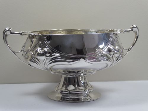 rare solid silver art nouveau gigantic bowl - CATEGORY: ANTIQUE SILVER - DATED 1900