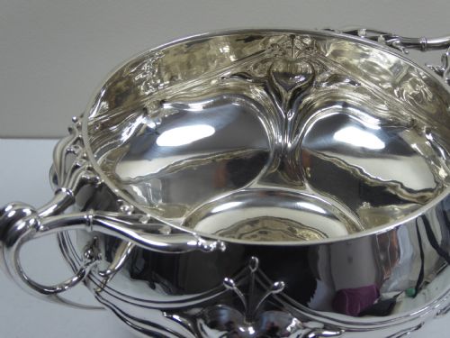 RARE SOLID SILVER ART NOUVEAU GIGANTIC BOWL - ADDITIONAL PHOTO 5