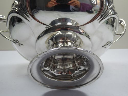 RARE SOLID SILVER ART NOUVEAU GIGANTIC BOWL - ADDITIONAL PHOTO 8