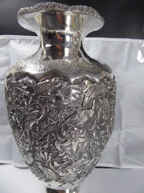 massive persian solid silver vase - CATEGORY: ANTIQUE SILVER - DATED 1950
