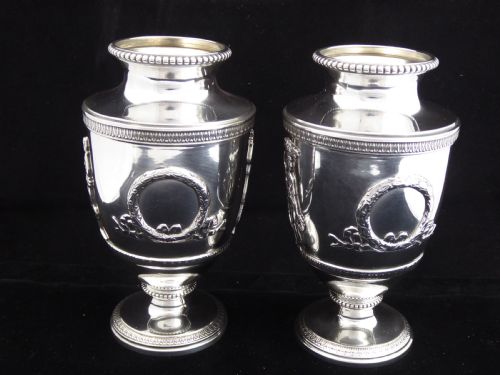 solid silver minerva french vases - CATEGORY: ANTIQUE VASES - DATED 19TH CENTURY