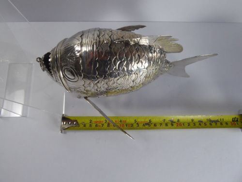 SOLID SILVER ARTICULATED PIRANHA FISH BOX - ADDITIONAL PHOTO 2