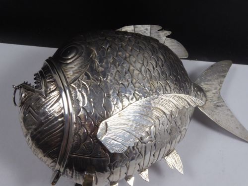 SOLID SILVER ARTICULATED PIRANHA FISH BOX - ADDITIONAL PHOTO 9