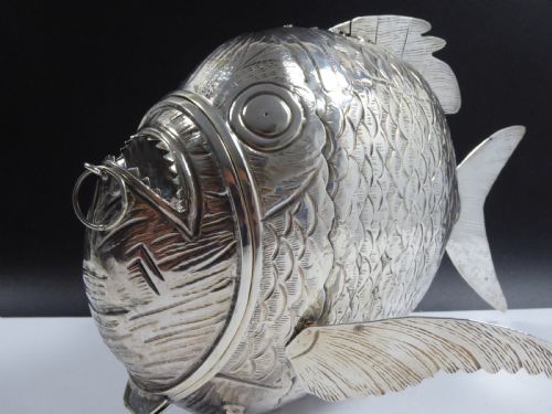SOLID SILVER ARTICULATED PIRANHA FISH BOX - ADDITIONAL PHOTO 12