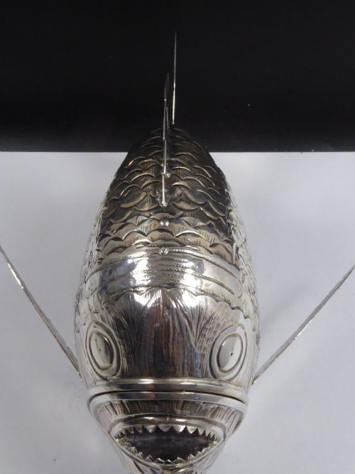 SOLID SILVER ARTICULATED PIRANHA FISH BOX - ADDITIONAL PHOTO 14