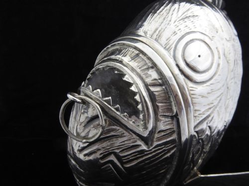 SOLID SILVER ARTICULATED PIRANHA FISH BOX - ADDITIONAL PHOTO 16