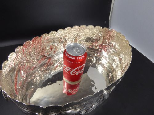 HUMONGOUS SOLID SILVER CARVED OVAL BOWL - ADDITIONAL PHOTO 1