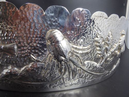HUMONGOUS SOLID SILVER CARVED OVAL BOWL - ADDITIONAL PHOTO 4