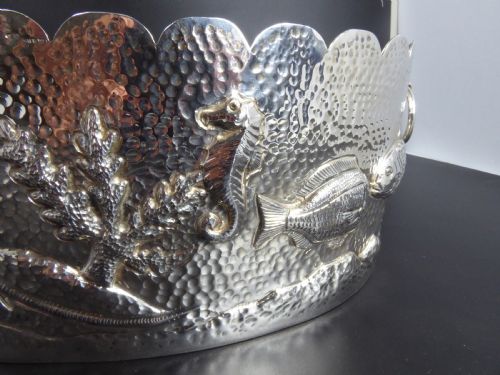 HUMONGOUS SOLID SILVER CARVED OVAL BOWL - ADDITIONAL PHOTO 5