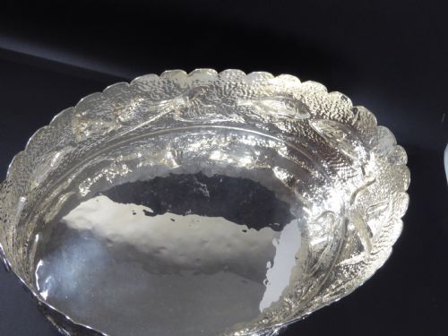 HUMONGOUS SOLID SILVER CARVED OVAL BOWL - ADDITIONAL PHOTO 11
