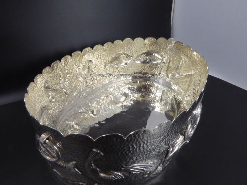 HUMONGOUS SOLID SILVER CARVED OVAL BOWL - ADDITIONAL PHOTO 12