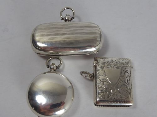 silver collection of 3 cases - CATEGORY: ANTIQUE SILVER - DATED 1900