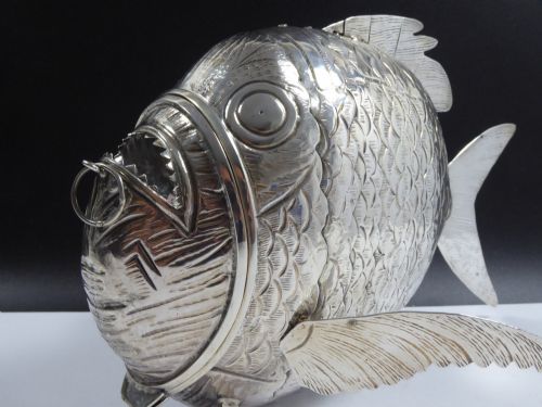 SOLID SILVER ARTICULATED PIRANHA FISH BOX - ADDITIONAL PHOTO 1