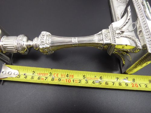 SOLID SILVER PAIR OF RAMS HEAD CANDLESTICKS - ADDITIONAL PHOTO 2