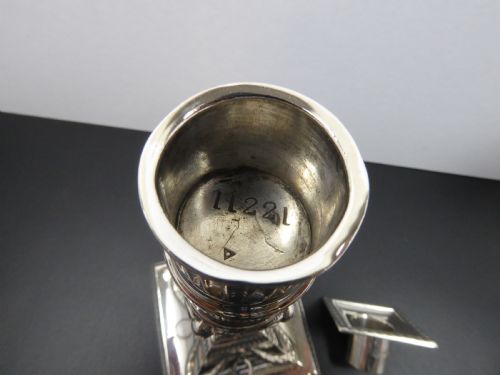 SOLID SILVER PAIR OF RAMS HEAD CANDLESTICKS - ADDITIONAL PHOTO 7