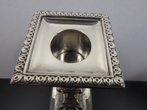 SOLID SILVER PAIR OF RAMS HEAD CANDLESTICKS - ADDITIONAL PHOTO 11