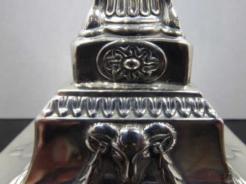 SOLID SILVER PAIR OF RAMS HEAD CANDLESTICKS - ADDITIONAL PHOTO 14