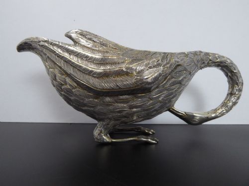 solid silver heavy swan sauce boat - CATEGORY: ANTIQUE SILVER - DATED 1920