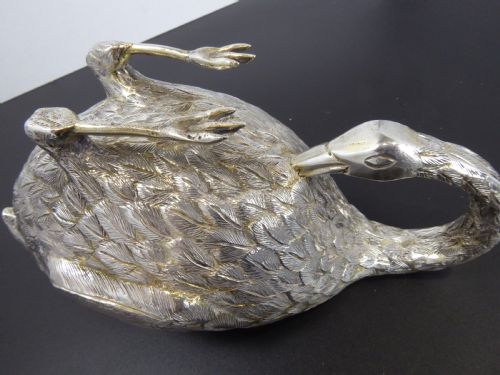 SOLID SILVER HEAVY SWAN SAUCE BOAT - ADDITIONAL PHOTO 6