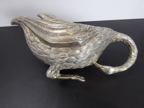 SOLID SILVER HEAVY SWAN SAUCE BOAT - ADDITIONAL PHOTO 7